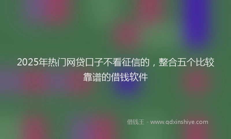2025年热门网贷口子不看征信的，整合五个比较靠谱的借钱软件