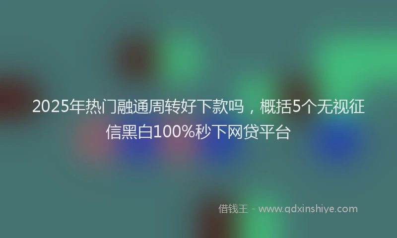 2025年热门融通周转好下款吗，概括5个无视征信黑白100%秒下网贷平台