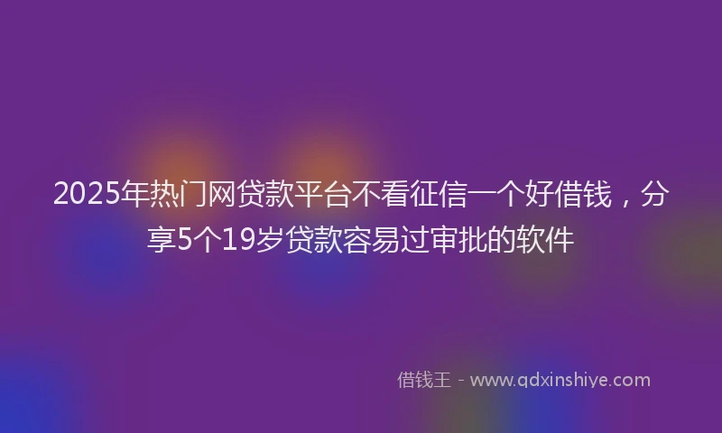 2025年热门网贷款平台不看征信一个好借钱，分享5个19岁贷款容易过审批的软件