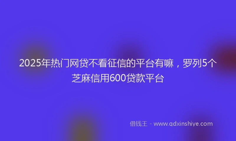 2025年热门网贷不看征信的平台有嘛，罗列5个芝麻信用600贷款平台