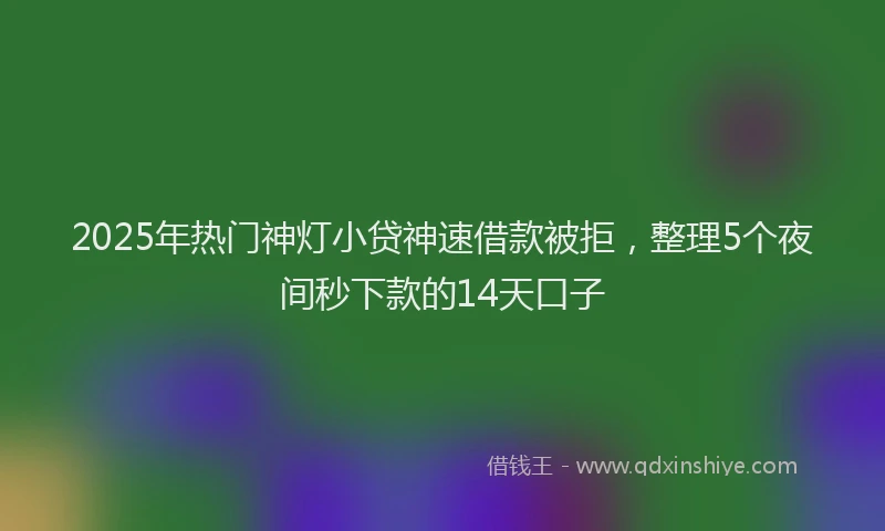 2025年热门神灯小贷神速借款被拒，整理5个夜间秒下款的14天口子
