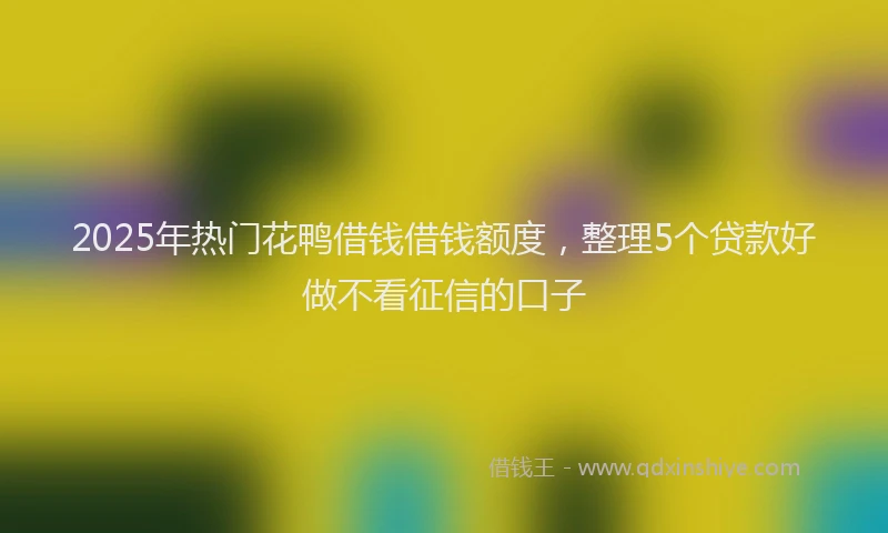 2025年热门花鸭借钱借钱额度，整理5个贷款好做不看征信的口子