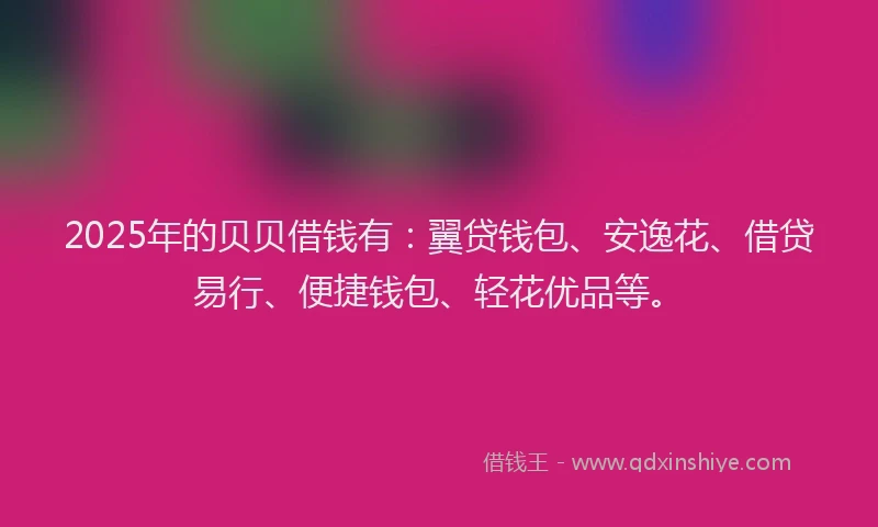2025年的贝贝借钱有：翼贷钱包、安逸花、借贷易行、便捷钱包、轻花优品等。