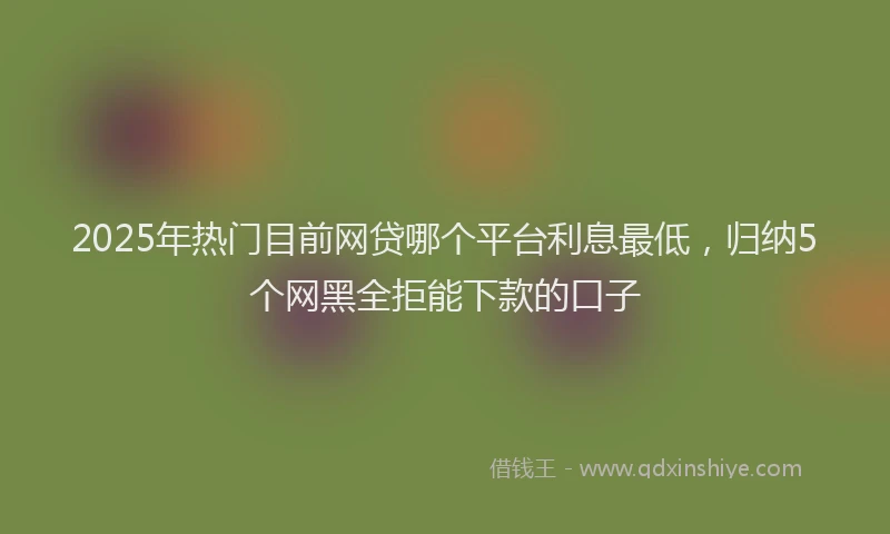 2025年热门目前网贷哪个平台利息最低，归纳5个网黑全拒能下款的口子