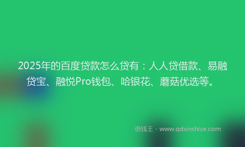 2025年的百度贷款怎么贷有：人人贷借款、易融贷宝、融悦Pro钱包、哈银花、蘑菇优选等。