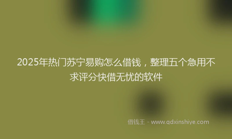 2025年热门苏宁易购怎么借钱，整理五个急用不求评分快借无忧的软件