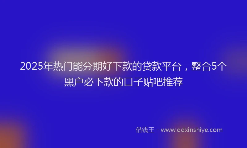2025年热门能分期好下款的贷款平台，整合5个黑户必下款的口子贴吧推荐