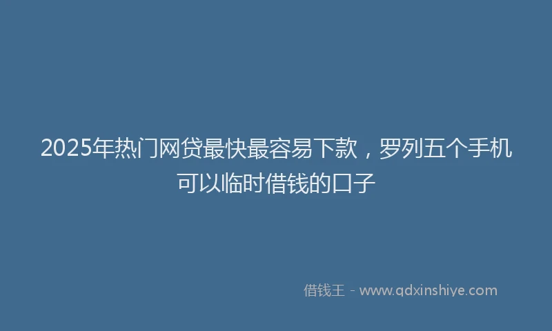 2025年热门网贷最快最容易下款，罗列五个手机可以临时借钱的口子