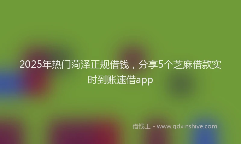 2025年热门菏泽正规借钱，分享5个芝麻借款实时到账速借app