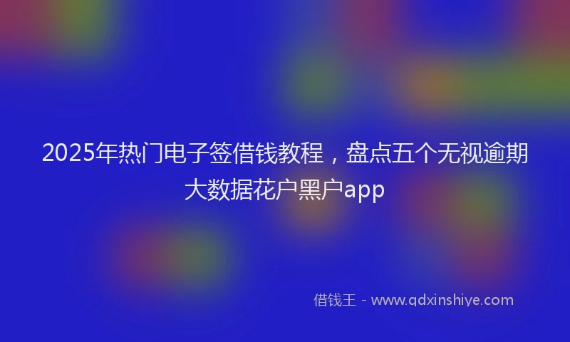 2025年热门电子签借钱教程，盘点五个无视逾期大数据花户黑户app