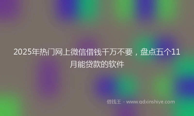 2025年热门网上微信借钱千万不要，盘点五个11月能贷款的软件