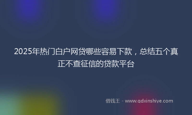 2025年热门白户网贷哪些容易下款，总结五个真正不查征信的贷款平台