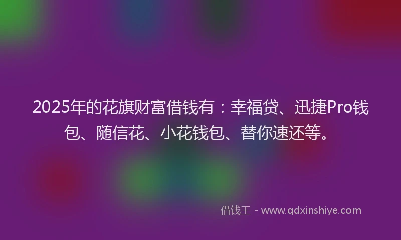 2025年的花旗财富借钱有：幸福贷、迅捷Pro钱包、随信花、小花钱包、替你速还等。