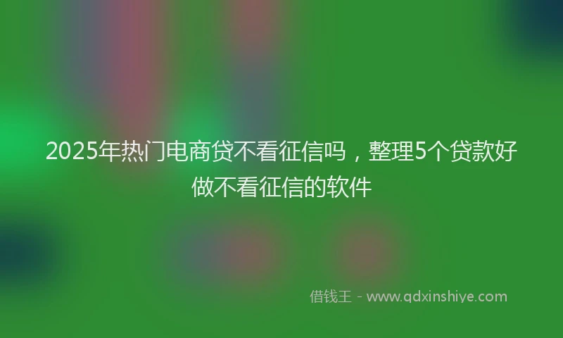 2025年热门电商贷不看征信吗，整理5个贷款好做不看征信的软件