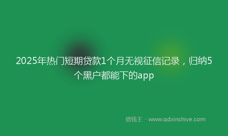 2025年热门短期贷款1个月无视征信记录，归纳5个黑户都能下的app