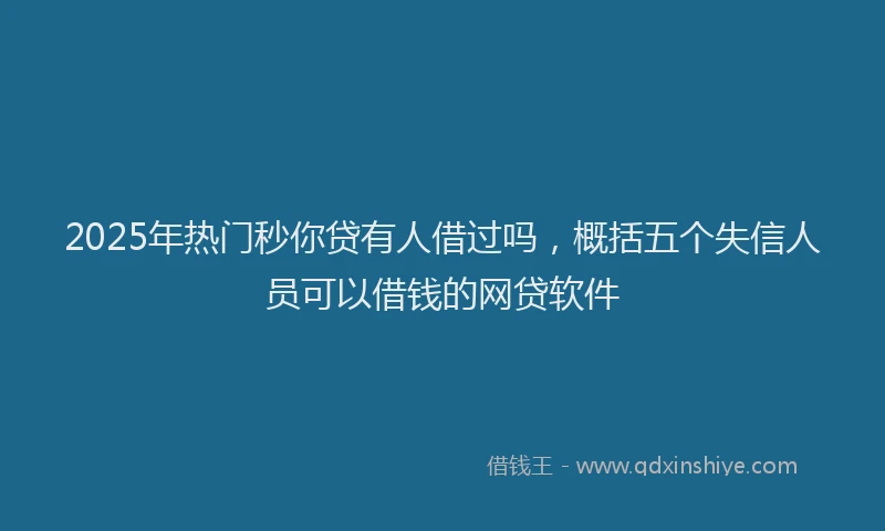 2025年热门秒你贷有人借过吗，概括五个失信人员可以借钱的网贷软件