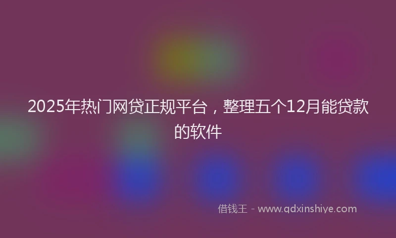 2025年热门网贷正规平台，整理五个12月能贷款的软件