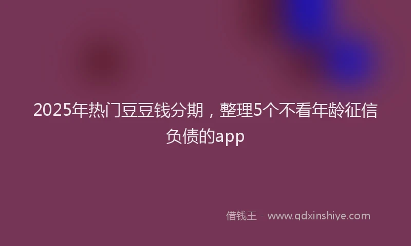 2025年热门豆豆钱分期，整理5个不看年龄征信负债的app
