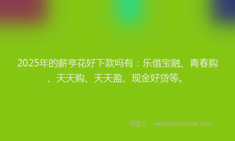 2025年的薪亨花好下款吗有：乐借宝融、青春购、天天购、天天盈、现金好贷等。