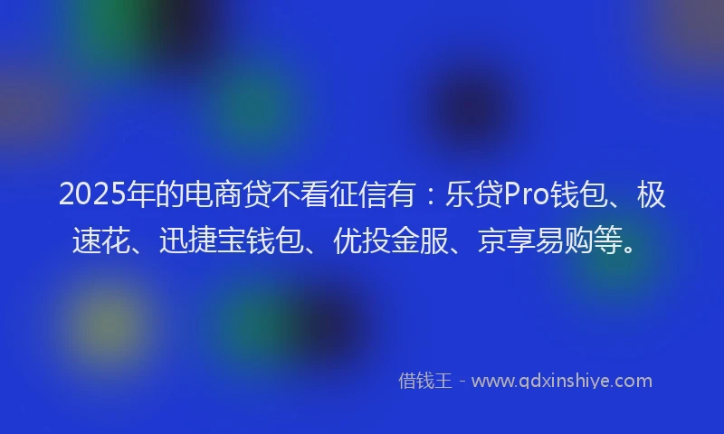 2025年的电商贷不看征信有：乐贷Pro钱包、极速花、迅捷宝钱包、优投金服、京享易购等。