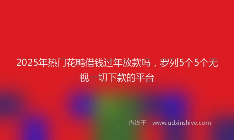 2025年热门花鸭借钱过年放款吗，罗列5个5个无视一切下款的平台