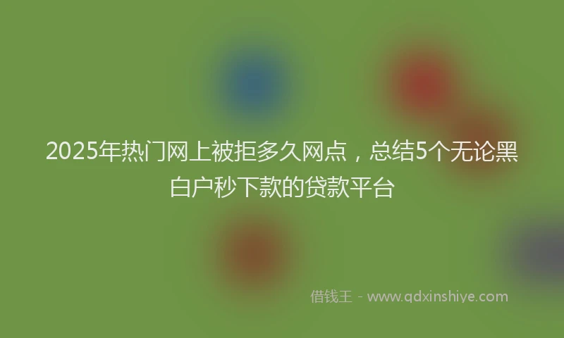 2025年热门网上被拒多久网点，总结5个无论黑白户秒下款的贷款平台