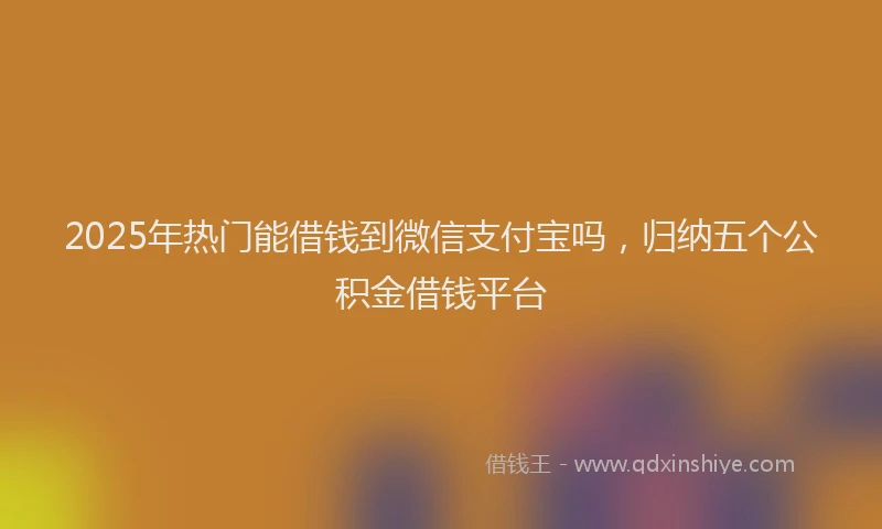 2025年热门能借钱到微信支付宝吗，归纳五个公积金借钱平台