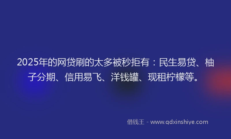 2025年的网贷刷的太多被秒拒有：民生易贷、柚子分期、信用易飞、洋钱罐、现租柠檬等。