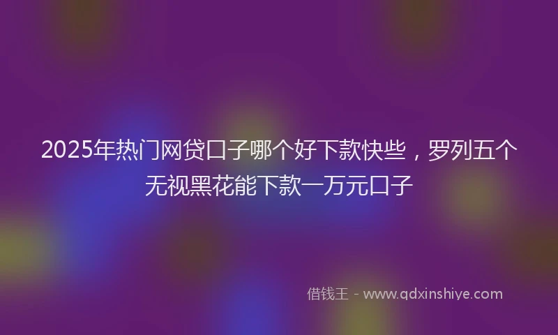 2025年热门网贷口子哪个好下款快些，罗列五个无视黑花能下款一万元口子