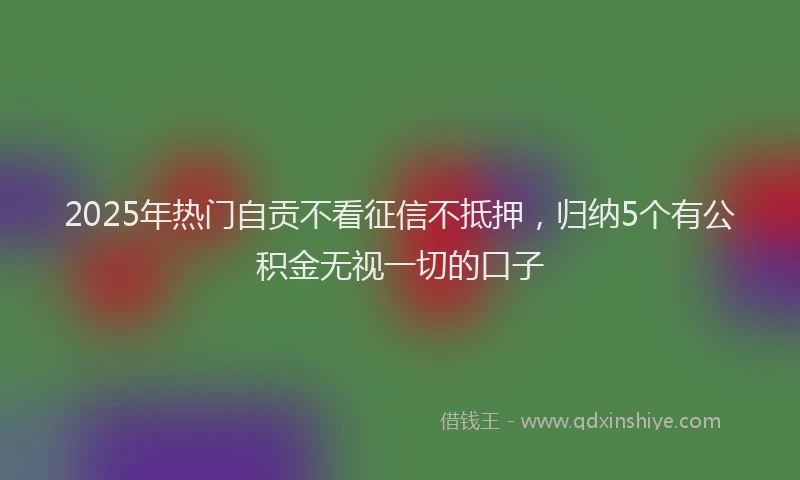 2025年热门自贡不看征信不抵押，归纳5个有公积金无视一切的口子