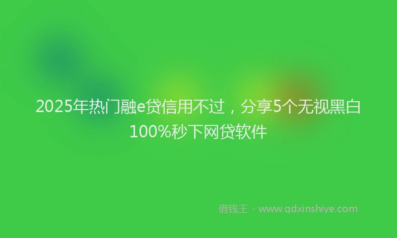 2025年热门融e贷信用不过，分享5个无视黑白100%秒下网贷软件