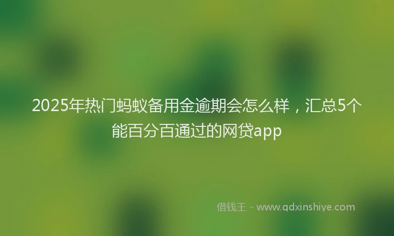 2025年热门蚂蚁备用金逾期会怎么样，汇总5个能百分百通过的网贷app