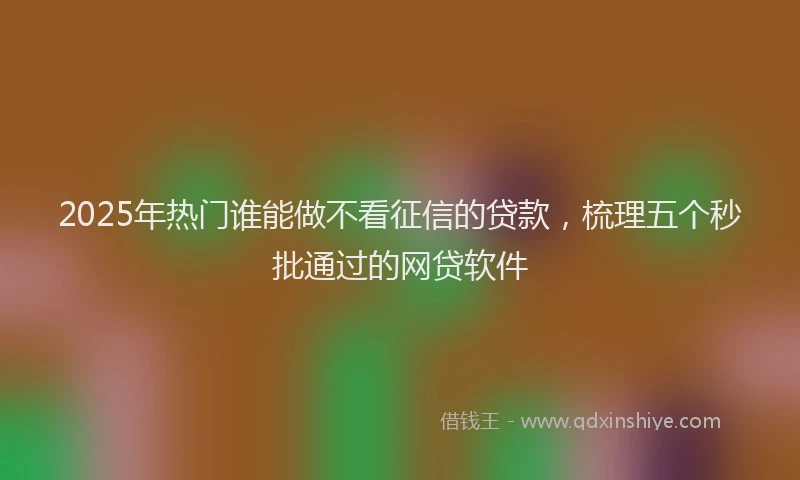 2025年热门谁能做不看征信的贷款，梳理五个秒批通过的网贷软件