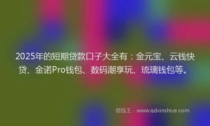 2025年的短期贷款口子大全有：金元宝、云钱快贷、金诺Pro钱包、数码潮享玩、琉璃钱包等。