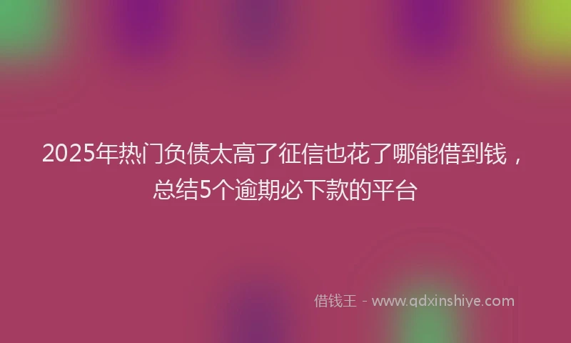 2025年热门负债太高了征信也花了哪能借到钱，总结5个逾期必下款的平台