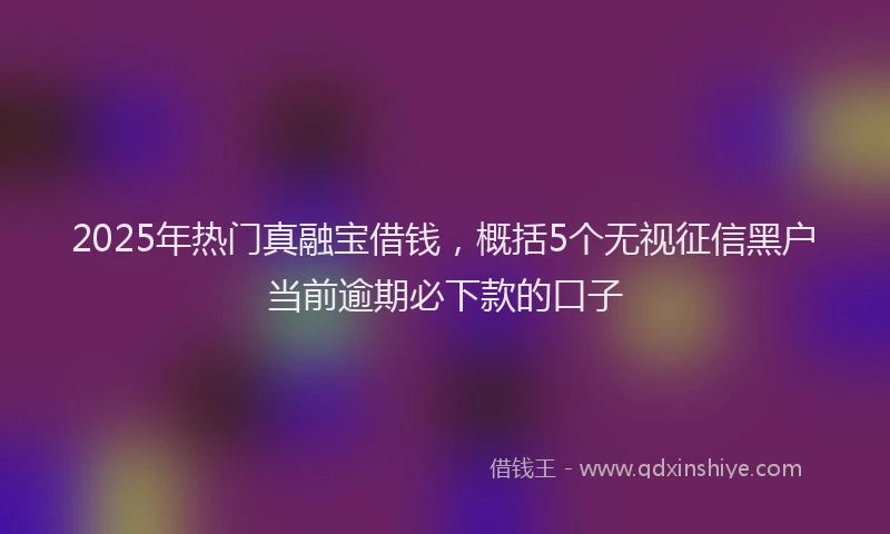 2025年热门真融宝借钱，概括5个无视征信黑户当前逾期必下款的口子