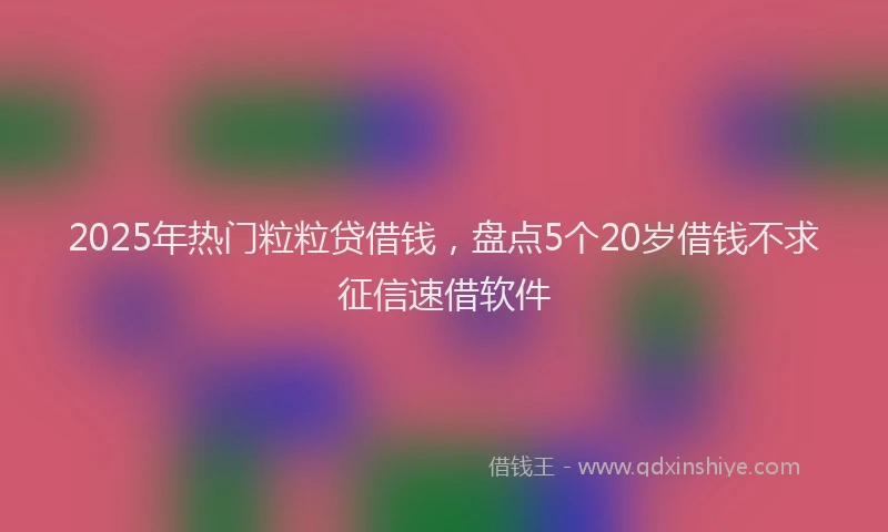 2025年热门粒粒贷借钱，盘点5个20岁借钱不求征信速借软件