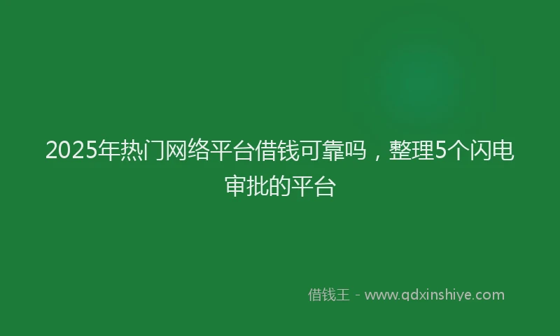 2025年热门网络平台借钱可靠吗，整理5个闪电审批的平台
