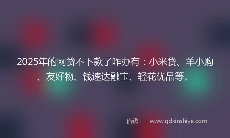 2025年的网贷不下款了咋办有：小米贷、羊小购、友好物、钱速达融宝、轻花优品等。
