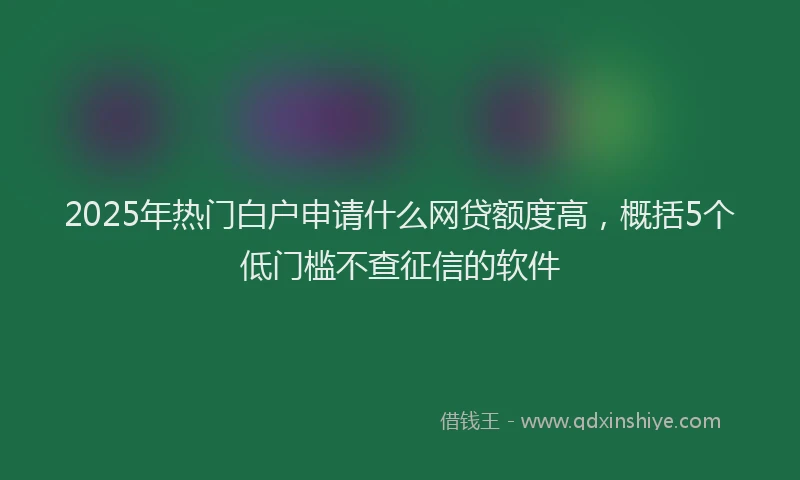 2025年热门白户申请什么网贷额度高，概括5个低门槛不查征信的软件
