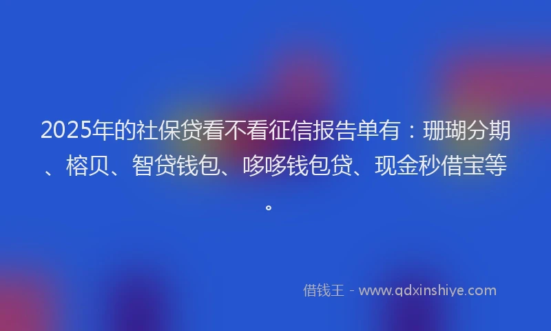 2025年的社保贷看不看征信报告单有：珊瑚分期、榕贝、智贷钱包、哆哆钱包贷、现金秒借宝等。