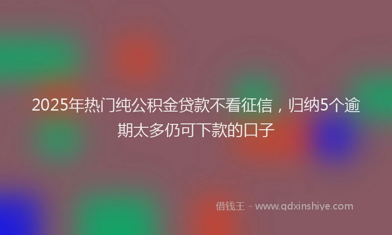 2025年热门纯公积金贷款不看征信，归纳5个逾期太多仍可下款的口子