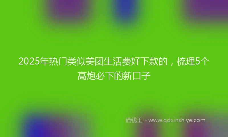 2025年热门类似美团生活费好下款的，梳理5个高炮必下的新口子