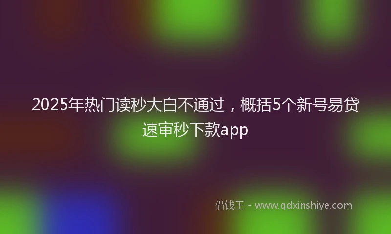 2025年热门读秒大白不通过，概括5个新号易贷速审秒下款app