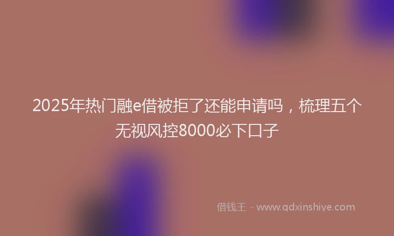 2025年热门融e借被拒了还能申请吗，梳理五个无视风控8000必下口子
