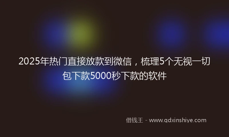 2025年热门直接放款到微信，梳理5个无视一切包下款5000秒下款的软件