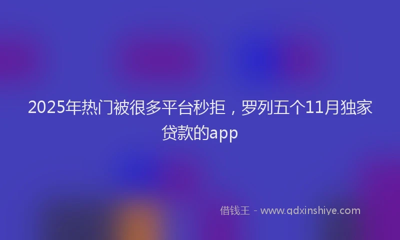 2025年热门被很多平台秒拒，罗列五个11月独家贷款的app