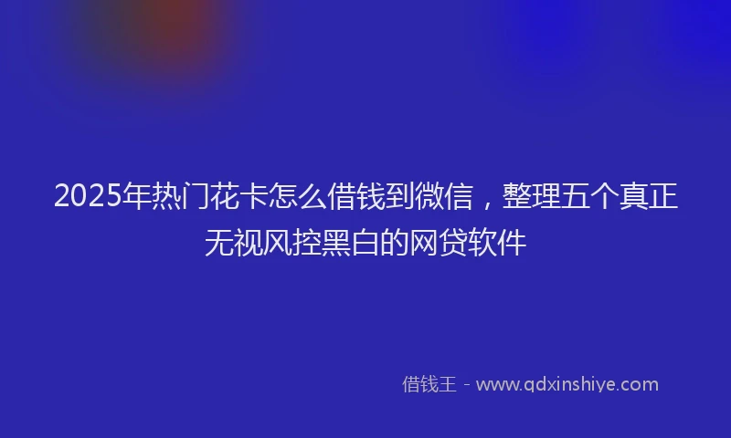 2025年热门花卡怎么借钱到微信，整理五个真正无视风控黑白的网贷软件