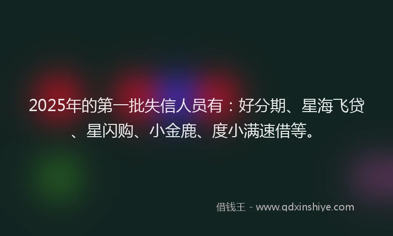 2025年的第一批失信人员有：好分期、星海飞贷、星闪购、小金鹿、度小满速借等。
