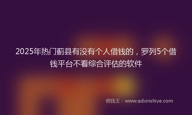 2025年热门蓟县有没有个人借钱的，罗列5个借钱平台不看综合评估的软件